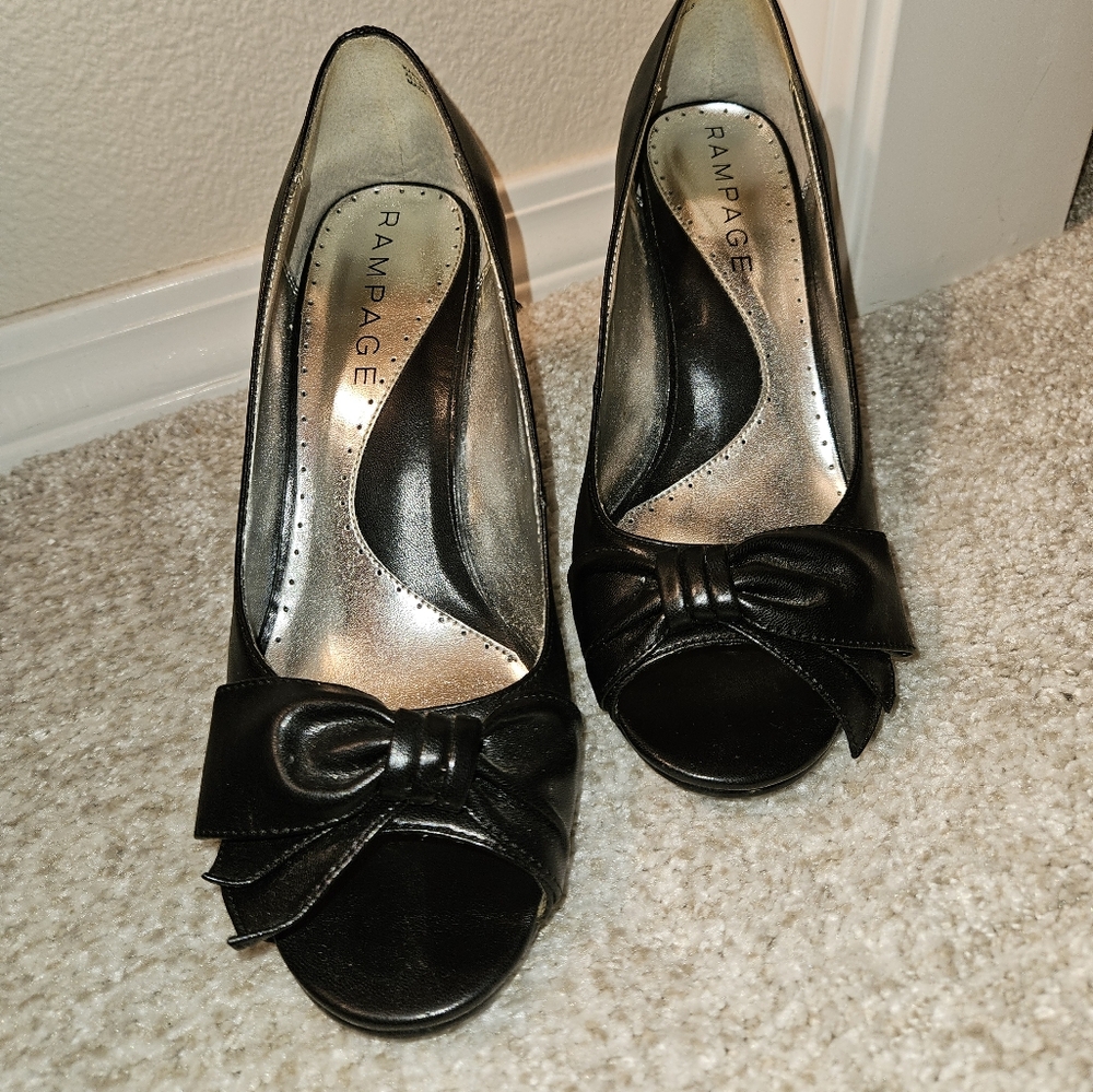 Rampage black peep toe heels